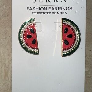 🍉 Watermelon Slice Earrings by Serra- Sparkle Studs, Summer Jewelry, Nickel Free